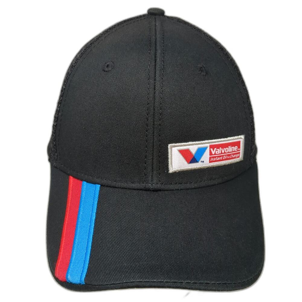 tsmgi Trucker Hat Black OSFM Valvoline Instant Oil Change Mesh Snapback Stripes